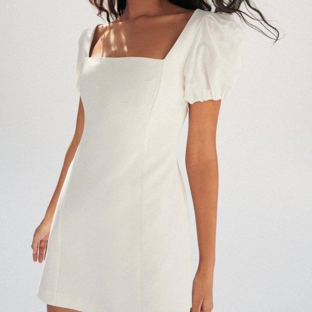 ZARA WHITE LINEN BLEND MINI DRESS